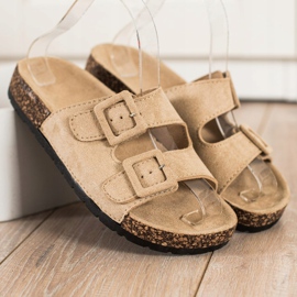 SHELOVET Bequeme Hausschuhe mit Schnallen beige 2