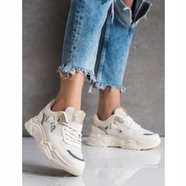 SHELOVET Beige Sneakers mit Glitzer 1