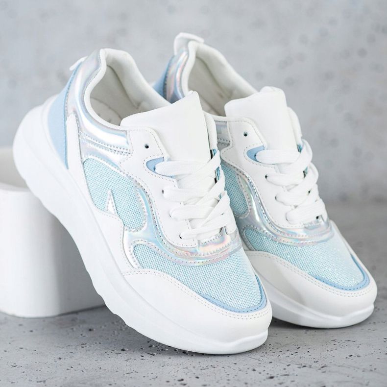 Sweet Shoes Sneakers mit Glitzer weiß blau 2