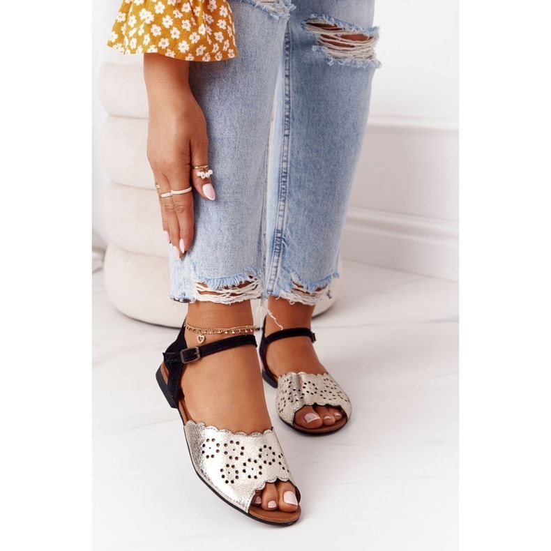 Leder Maciejka 05199-25 Sandalen in Schwarz und Gold golden 2