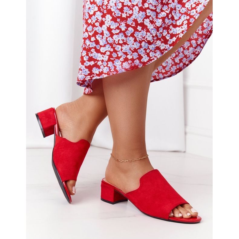 Wildleder Hausschuhe mit Absatz Sergio Leone KL313 Rot 1