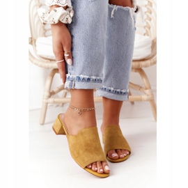 Wildleder Hausschuhe mit Absatz Sergio Leone KL313 Gelb 2