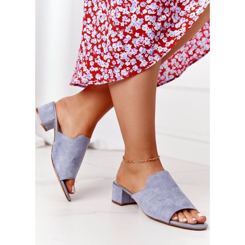 Wildleder Hausschuhe mit Absatz Sergio Leone KL313 Blau 1