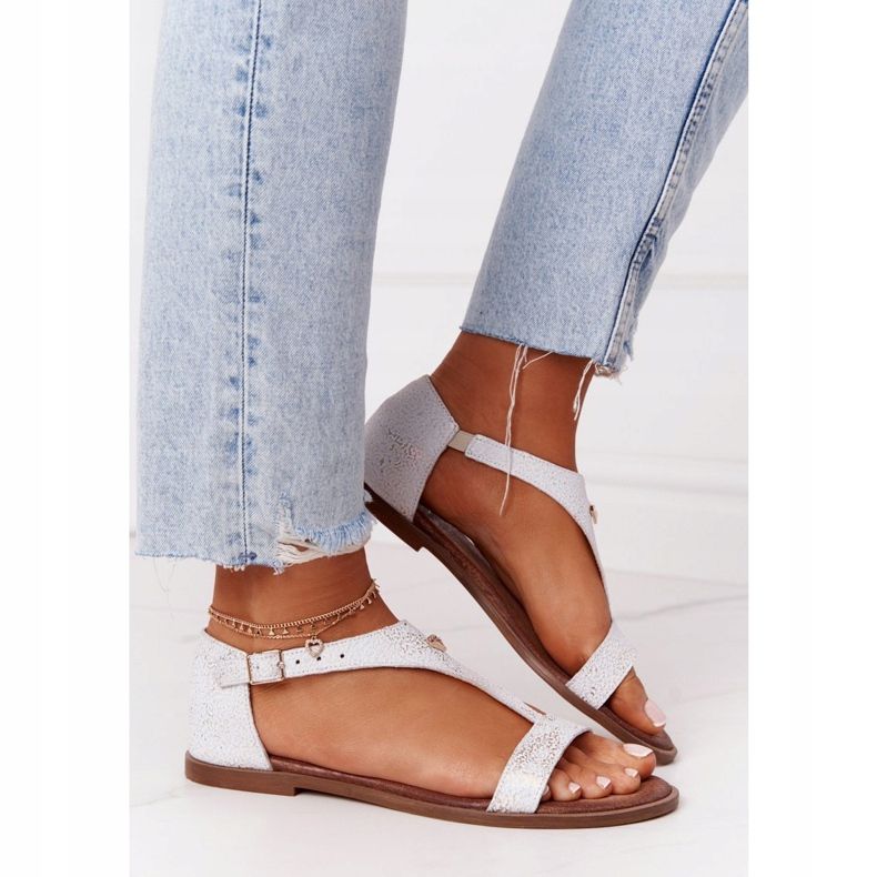 Damen Ledersandalen Nicole 2648 Weiß Metallic mehrfarbig 2