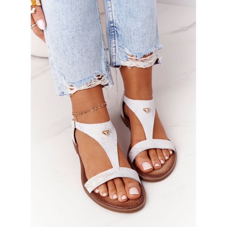 Damen Ledersandalen Nicole 2648 Weiß Metallic mehrfarbig 1