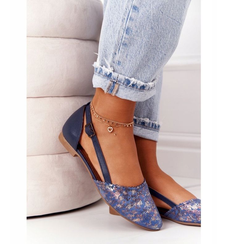 Maciejka 4972A-17 Marineblaue Lederballerinas navy blau 2