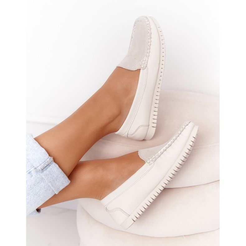 S.Barski Damen Leder Loafer S. Barski 97630 Ecru naturfarben 1