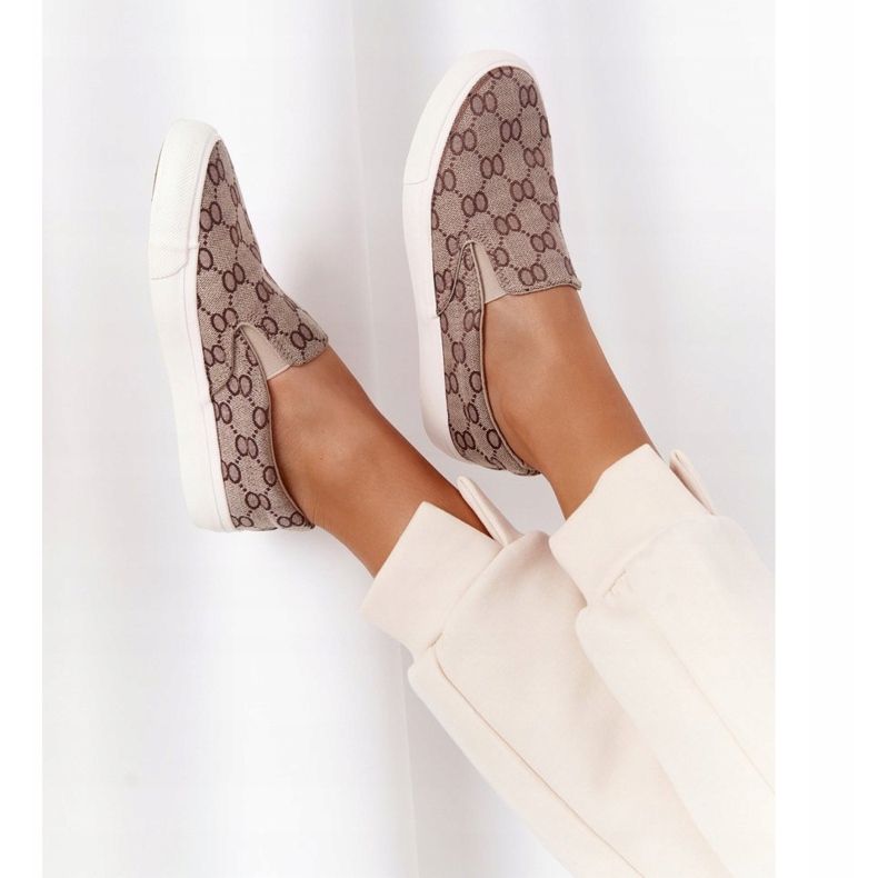 Damen Logged Sneakers Slip-On Khaki Challenge braun 1