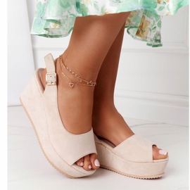 Keilsandaletten aus Wildleder Beige Party Time 1