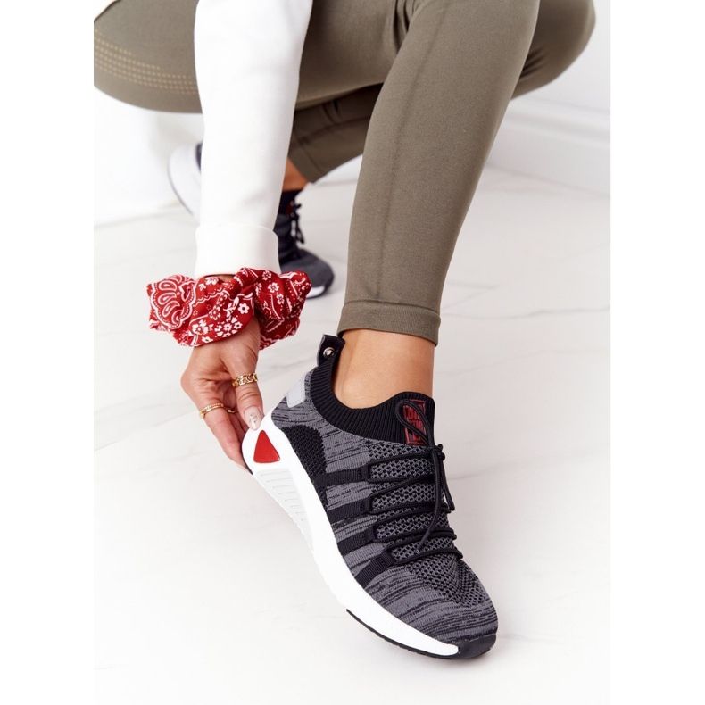 Damen Sportschuhe Memory Foam Big Star HH274532 Dunkelgrau weiß 2