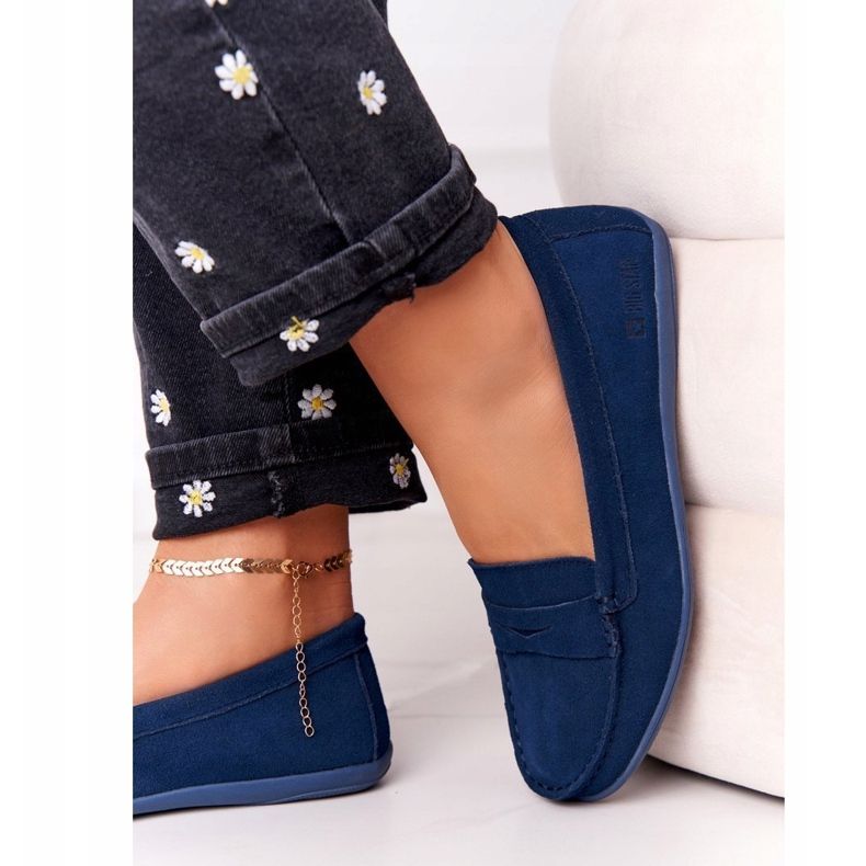Damen Wildleder Loafer Big Star HH274663 Marineblau 2