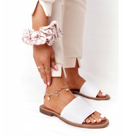 Hausschuhe aus Leder mit Steppung Nicole 2650 Weiß 1