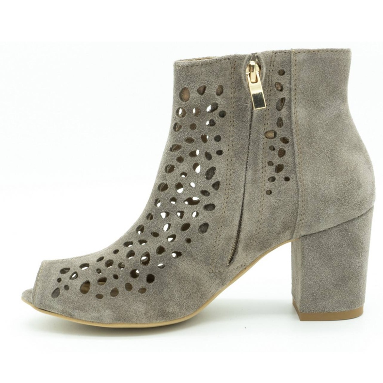 Exousite Durchbrochene Lederstiefel für Damen 1184 grau 1