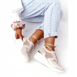 Sneakers aus Leder mit Keilabsatz und Mesh S.Barski Golden beige 5