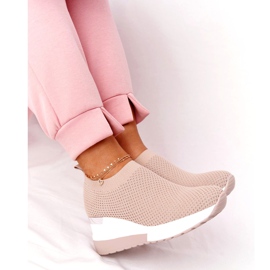Durchbrochene Sneakers Slip-On Wedge Beige HO248 Harmony 5
