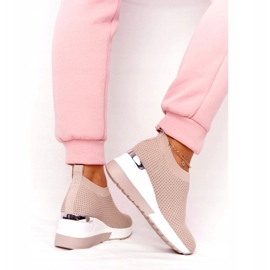 Durchbrochene Sneakers Slip-On Wedge Beige HO248 Harmony 4