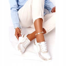 Sneakers mit Keilabsatz aus Leder S.Barski 82105 Weiß-Gold beige golden 5