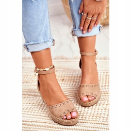 EVE Damen Sandalen Auf Keil Espadrilles Beige 9SD98- 0953 Schütze 3