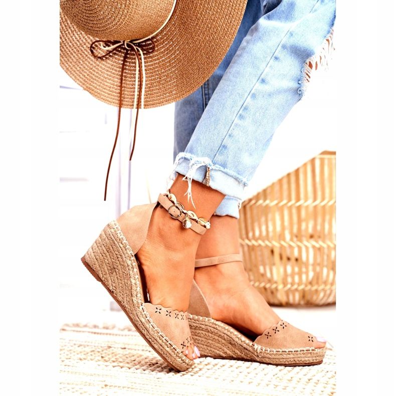 EVE Damen Sandalen Auf Keil Espadrilles Beige 9SD98- 0953 Schütze 2