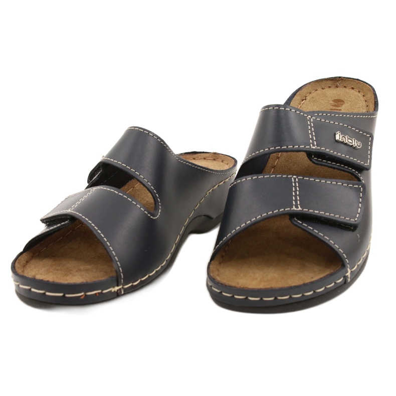 Inblu -Frauen -Leder -Hausschuhe 158d106 Marineblau 1