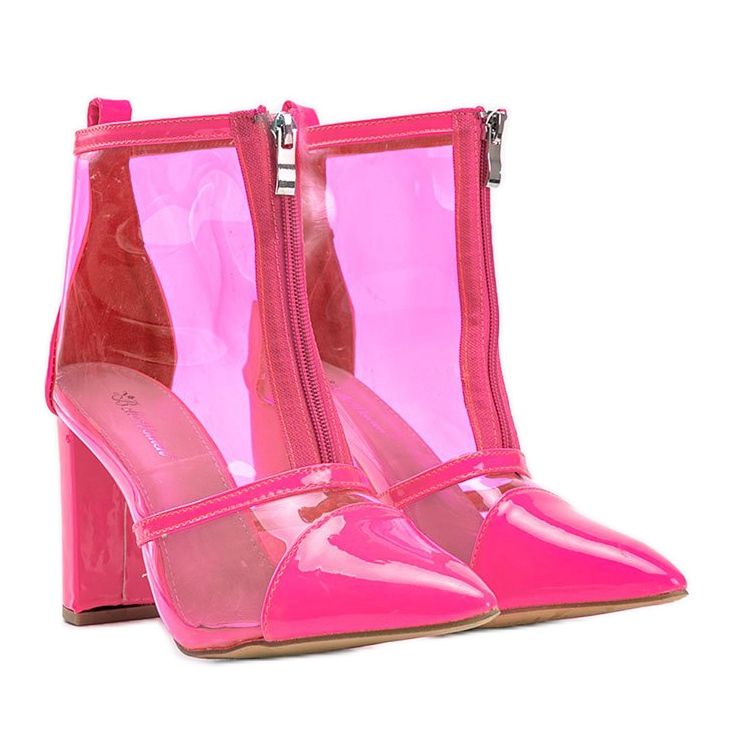 Stiefel am Pfosten mit transparentem Kiki-Obermaterial rosa 1