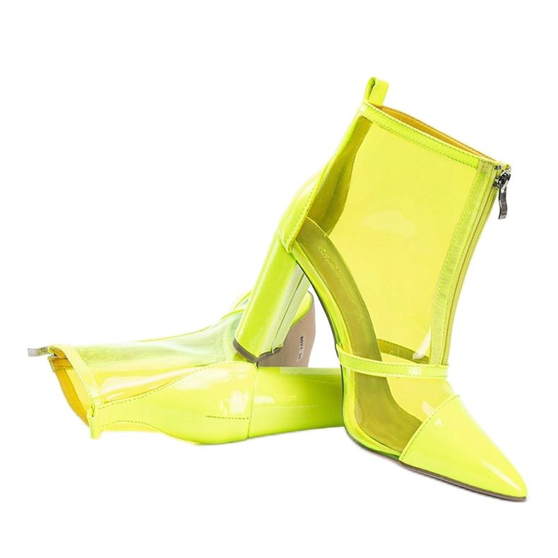 Stiefel am Pfosten mit transparentem Kiki-Obermaterial gelb 1