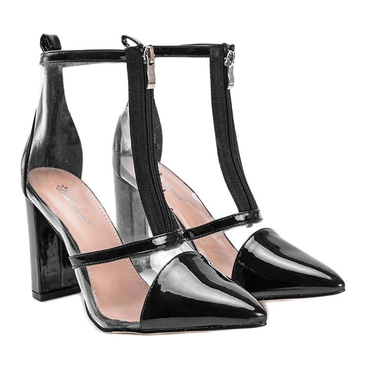 Stiefel am Pfosten mit transparentem Kiki-Obermaterial schwarz 1