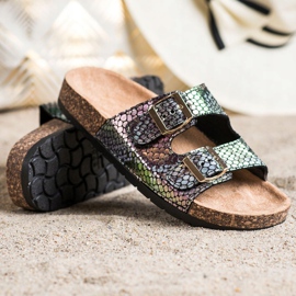 SHELOVET Hausschuhe mit Holo-Effekt schwarz 1