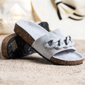 SHELOVET Modische Hausschuhe mit Ornament grau 1