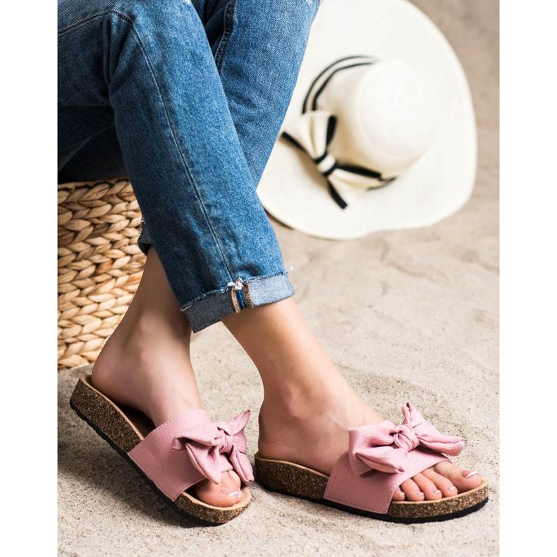 SHELOVET Hausschuhe mit Schleife rosa 1