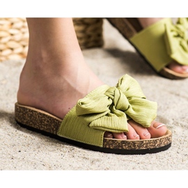 SHELOVET Hausschuhe mit Schleife grün 2