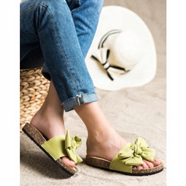 SHELOVET Hausschuhe mit Schleife grün 1