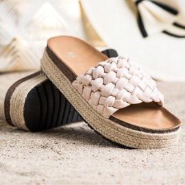 SHELOVET Geflochtene Espadrilles Flip-Flops beige 1