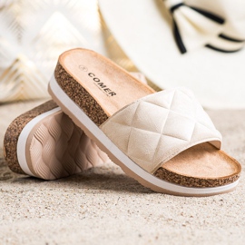 Comer Bequeme Hausschuhe auf der Plattform beige 1