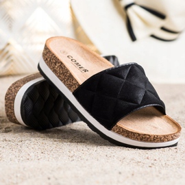 Comer Bequeme Hausschuhe auf der Plattform schwarz 1