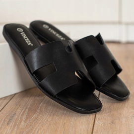 Lässige schwarze VINCEZA Hausschuhe 1