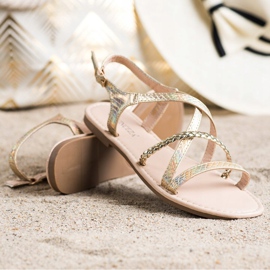Sandalen mit Öko-Leder VINCEZA golden 1