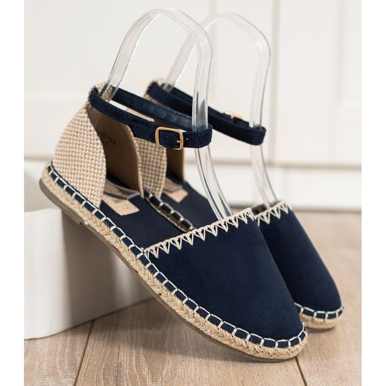 Goodin Marineblaue Espadrilles mit Wildleder beige 1