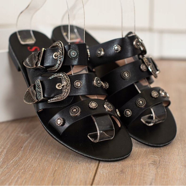 Seastar Stilvolle Hausschuhe mit Schnallen schwarz 1