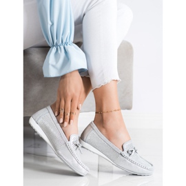 Goodin Lederschuhe mit Schleife silber- grau 1