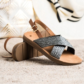 SHELOVET Bequeme geflochtene Sandalen schwarz 1