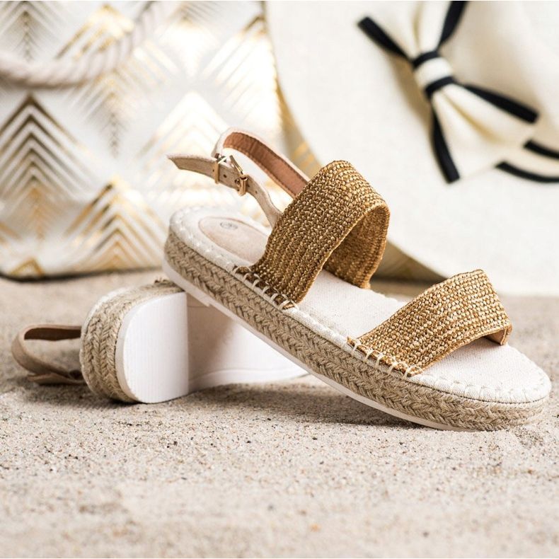 SHELOVET Geflochtene Sandalen auf der Plattform beige orange 1