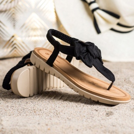 SHELOVET Flip-Flops Sandalen mit Schleife schwarz 1