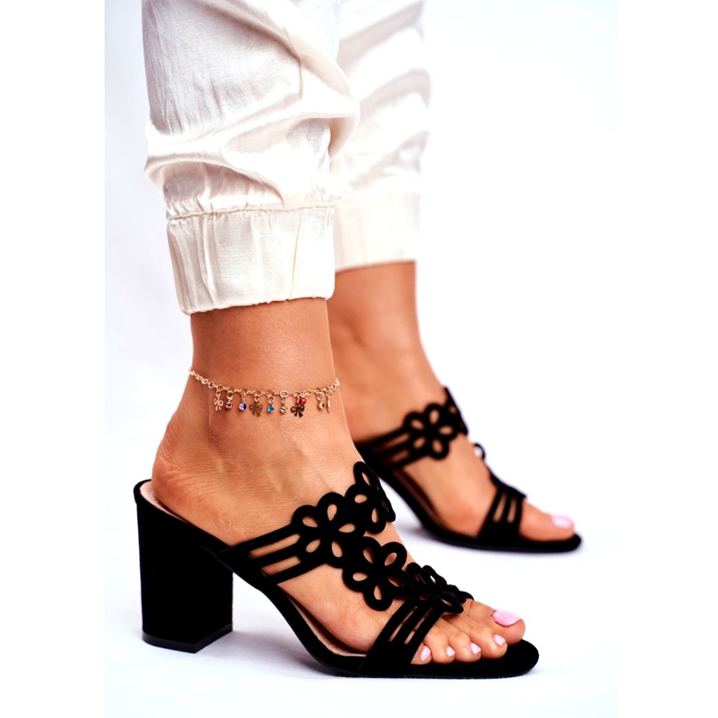 Damen Hausschuhe mit hohem Absatz Sergio Leone Schwarz SK031 4