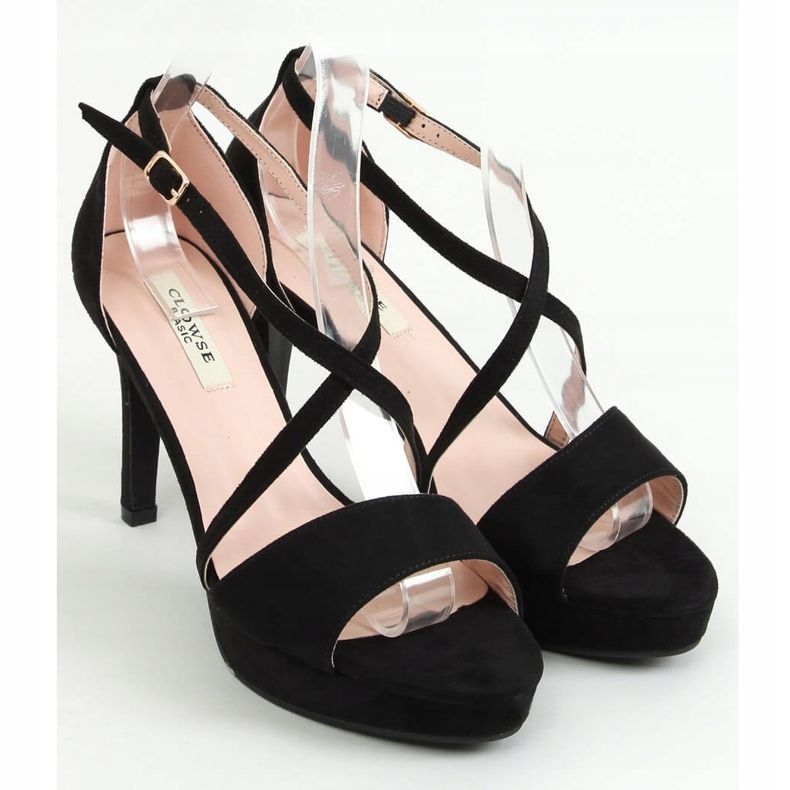 Schwarz 9R31 Schwarze Plateau-Sandalen 1