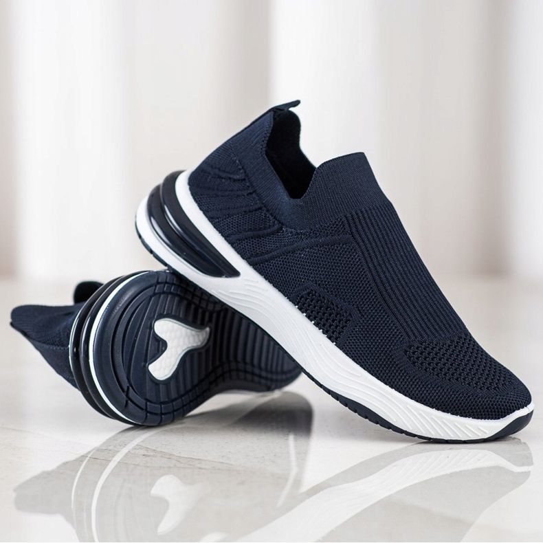 SHELOVET Durchbrochene Slip-On-Sneakers marineblau blau 1