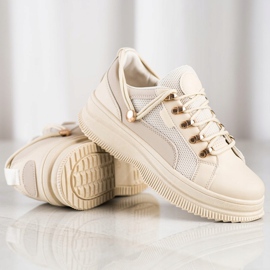 SHELOVET Beige Sneakers auf der Plattform 1