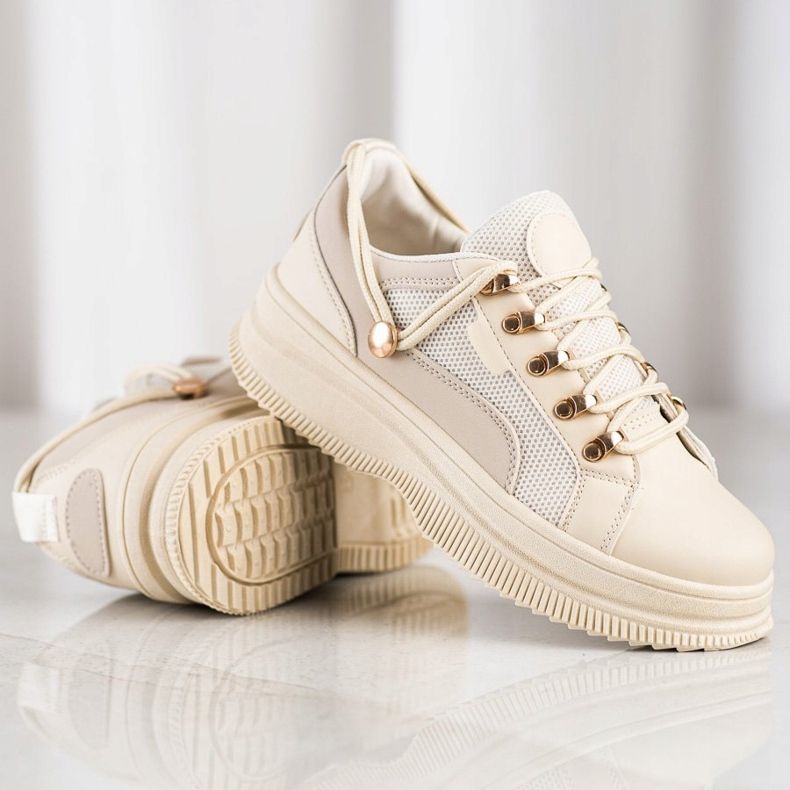 SHELOVET Beige Sneakers auf der Plattform 1