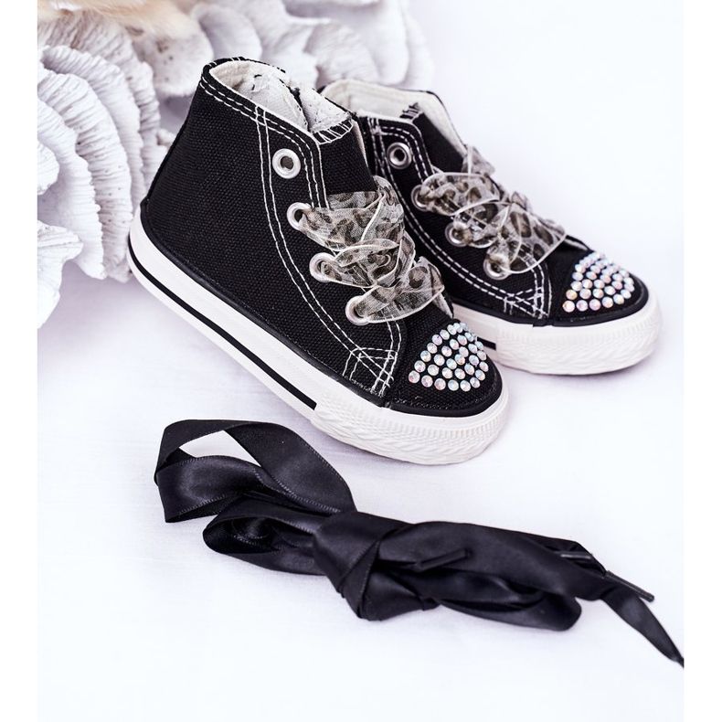 Black Smile Kinder-Sneakers mit Cubic Zirkonia schwarz 2