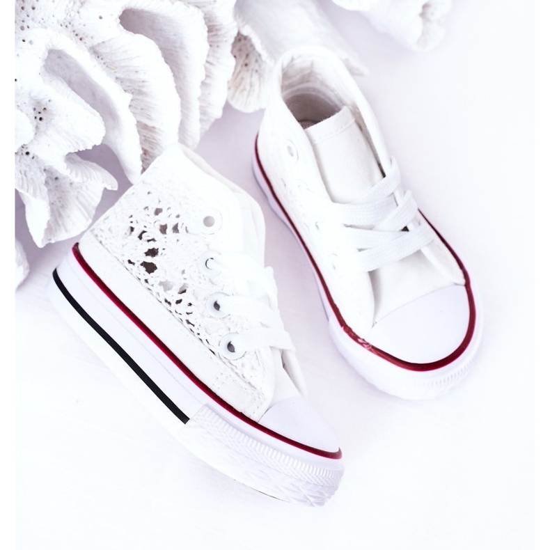 Hohe Sneakers für Kinder mit Spitze Weiß Roly-Poly 2